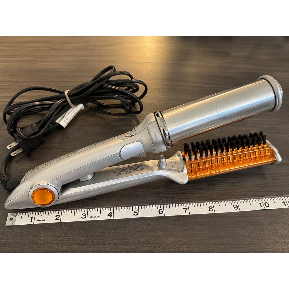InStyler IS1001 Rotating Hot Iron 1.25 Curling Straightening Brush Silver Orange